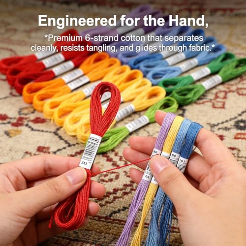 Image of Embroidery Thread & Floss, 20-Color Set 8 Meters /Skein (160M Total), 6-Strand for Friendship Bracelets, Cross Stitch & DIY Supplies-Rainbow Color