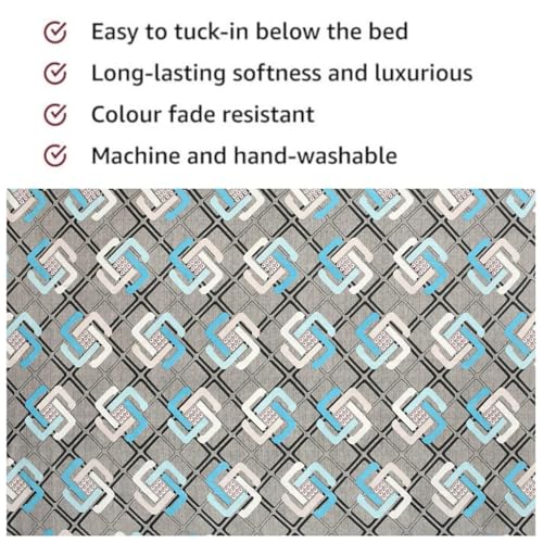 Image of Prime Collection - 180 TC Glace Cotton Double Bedsheet (90x90 Inches) with 2 Pillow Covers - Luxuriously Soft and Gentle on The Skin (Silver-Puzzle)