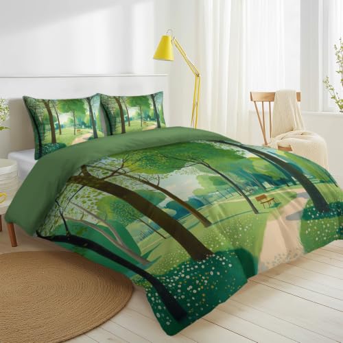 Housse de couette 160 x 200 microfibre douce avec fermeture éclair imprimé nature - 3