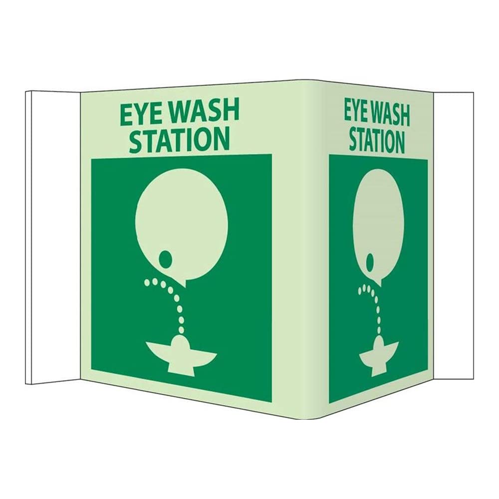 Visi Eye Wash Station Sign by National Marker – Plastic, Green on White, Model VS7W