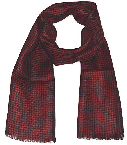 100% Pure Flax Linen Scarf, Two Tone Hounds-tooth Weave, All season Linen Scarf.