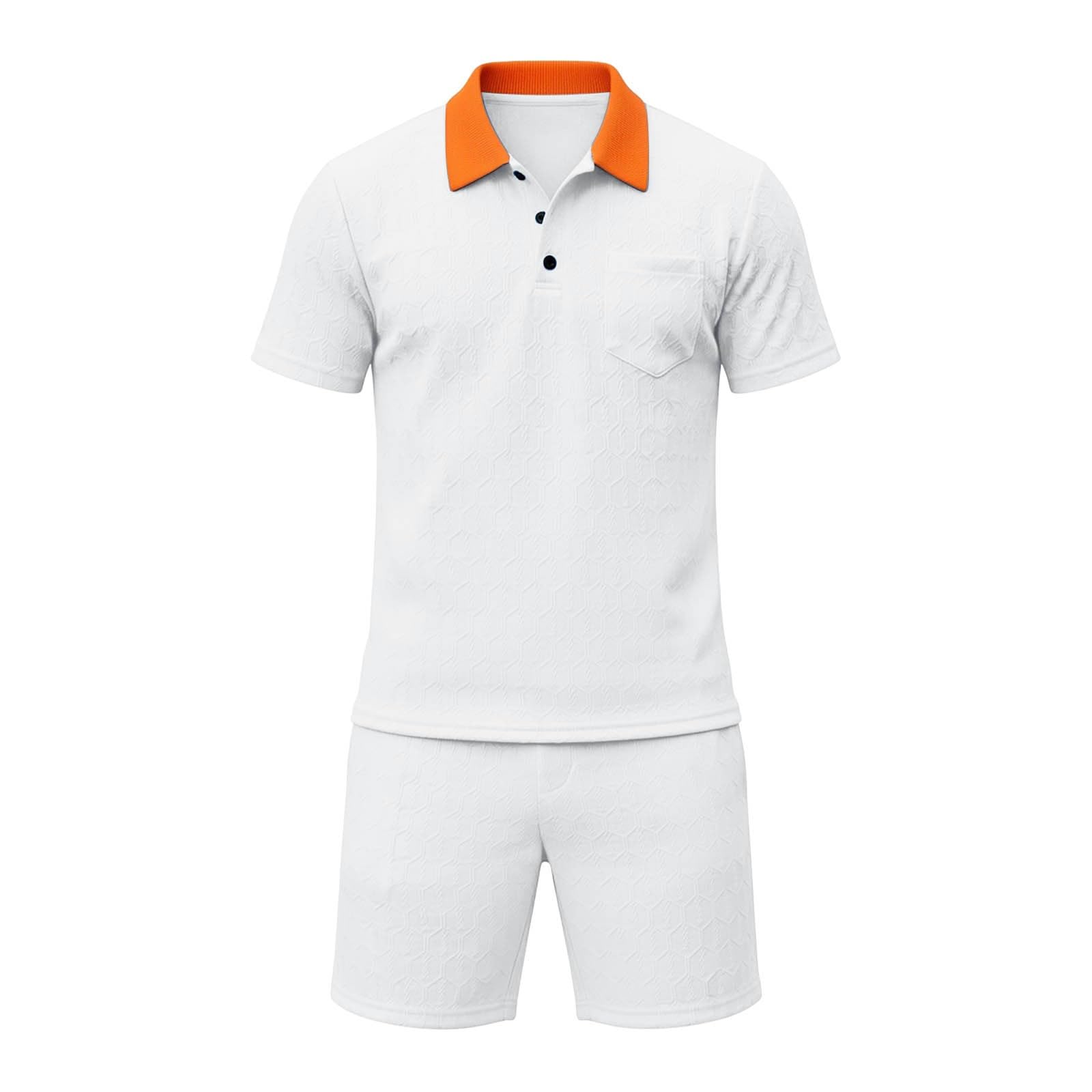Ensemble décontracté d'été à manches courtes avec col contrasté, tenue athlétique deux pièces pour homme, coupe légère et respirante, idéal pour les activités quotidiennes et sportives, tailles du M