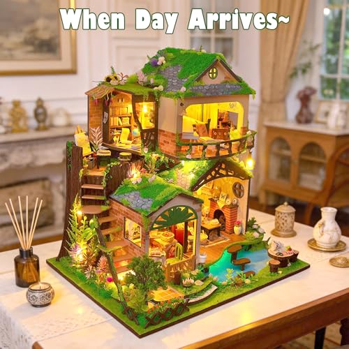Maison de poupée avec LED et kit d'assemblage en bois Cuteefun - 3