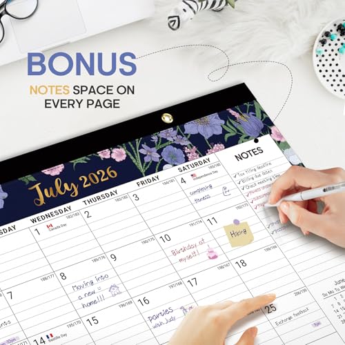 Image of 3 Pack of Desk Calendar 2026-2027, 18-Month Calendar Runs from July 2026 to December 2027, Large 17 inch x 12 inch Monthly Desktop & Wall Calendar for Home & Office - Midnight Garden