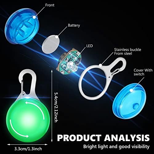 SerDa-Run 2 pcs LED Dog Collar Light, Light Up Dog Collars Tag, Clip-on LED Dog Tag Light for Dog Collar, 3 Light Modes Dog Lights for Night Walking & Camping, Blue+Green