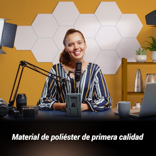 Miniatura 2 de Tonor Lote De 18 Paneles Acústicos Murales Autoadhesivos,30 X 26 X 1 Cm Panele De Pared 3d Acústico De Alta Densidad,Espuma Acústica Hexagonal Aislante Para Estudios Oficinas Dormitorios, Blanco