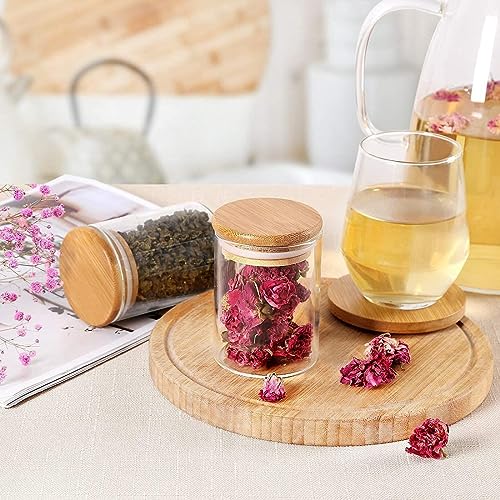 Image of MARTVIA Glass Food Storage Jars with Bamboo Lids 350ml Set of 2, Wide Mouth Lid Jar for Home Kitchen,Flour, Sugar, Coffee, Pasta, Oats, Grains, Cookies, Snacks (Round 350 ML Jar, SET OF 2)