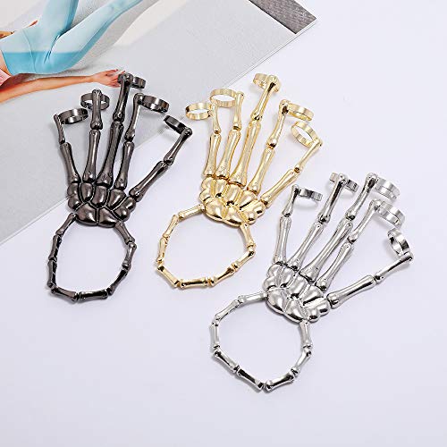Pingyongchang Skull Fingers Metal Skeleton Slave Bracelet Gothic Fashion Women Hand Chain Bone Joint Bracelet for Women Girls Party Gifts Jewelry2