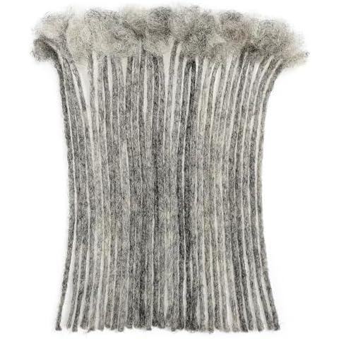 Salt and Pepper Loc Extensions Human Hair Grey and Black Locs 0.2cm 8inch 30 strands Gray & Black Handmade Dreadlock Extensions Cover