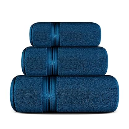 Badetuch 70 x 150 dicke und große Baumwollbadetuch super saugfähig und weich für Badezimmer 3 Handtuch-Set (Farbe: E, Größe: 3 Handtuchset) (B 3 Handtuchset)