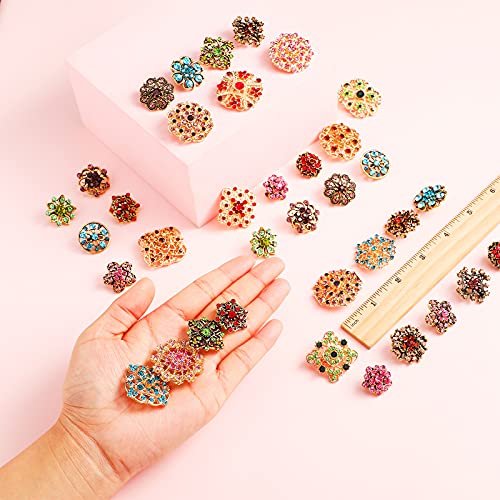 MTLEE 36 Pieces Brooches and Pins for Women Rhinestone Brooches Bulk Crystal Vintage Decorative Flower Lapel Pins Mixed Color Costume Jewelry Retro for Wedding Party Bouquet Crafts Kit Gifts3