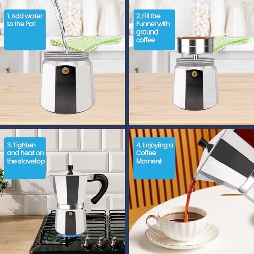 Supvision 9 Tasse Mokka Kanne aus Aluminium 450 ml italienische – Ansicht 5