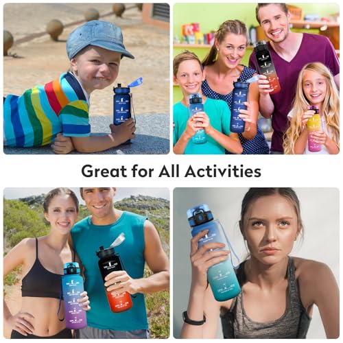 Trinkflasche 500ml, BPA-frei, Wasserflasche mit Filter und Zeitmarkierung, Auslaufsicher, Trinkflasche Kohlensäure Geeignet, Wasserflasche für Kinder, Gym, Camping, Wandern, Fahrrad, Yoga, Sport