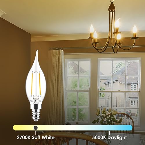 E12 Flame Tip LED Bulbs - 3 Mode Candelabra Warm White 1800K Christmas Decor Lights