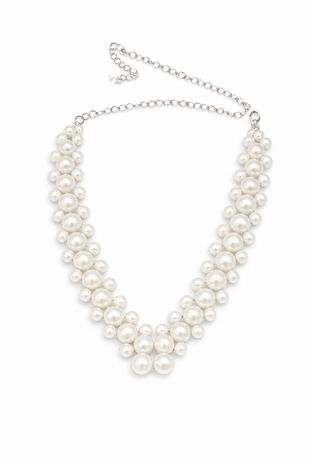 White Multi-Strand Pearl Choker Necklace for Women | Layered Elegant Statement Jewelry for Wedding, Party, Festive & Bridal Wear-image-20