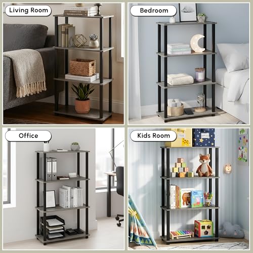 Image of JD FRESH 4-Tier Wooden Open Shelf Rack /Table Corner Display Rack /Storage Shelf Stand /Multipurpose Shelf for Living Room, Bedroom, Home Office Display (Cambridge, Walnut)