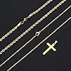 YADOCA Cross Necklace for Men, Stainless Steel Silver Black Gold Layered Rope Chain Cross Pendant Necklace Simple Jewelry Gifts Chain Necklace for Men Women Boys Girls, Gold #5
