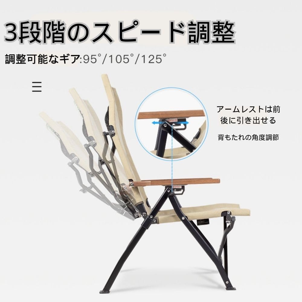 Simpleme キャンプリクライニングローチェア3段階アウトドア