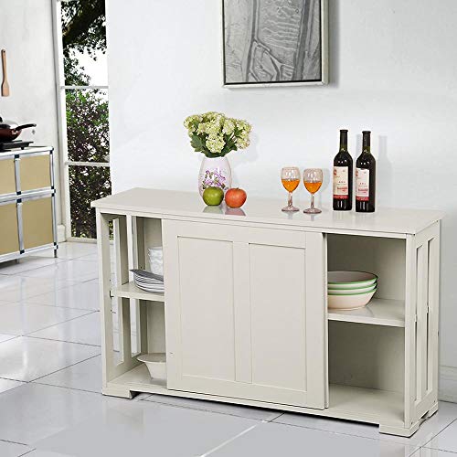 image for Yaheetech 2pcs Stackable Buffet Table with Sliding Doors and Adjustabl