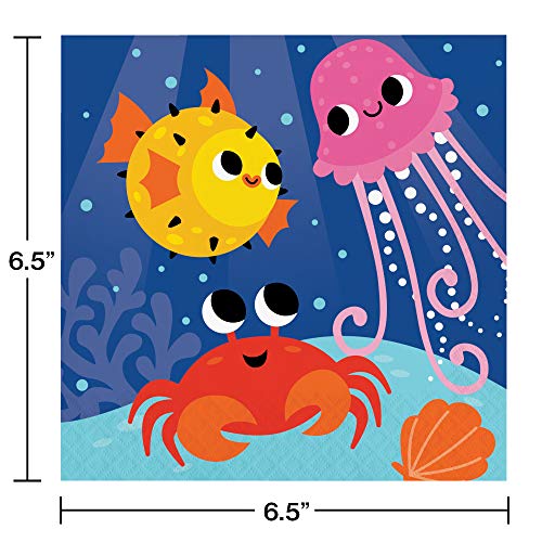 Ocean Celebration Themed Party Pack – Includes Paper Plates & Luncheon Napkins Plus 24 Birthday Candles – Serves 16