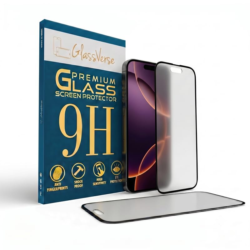 Image of GlassVerse 9H Tempered Glass For Apple Iphone 16 Pro (Pack Of 2) with Free Installation Kit. Full screen Coverage - 6.3 inch