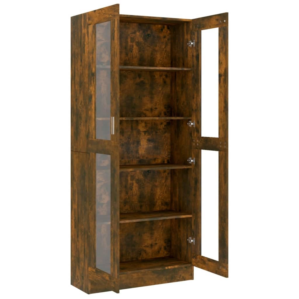 Bücherschrank, Holz Lagerschrank, Standschrank, Vitrinenschrank, Ordnungssystem für Deko, Wohnzimmer, Schlafzimmer, Büro 82,5 x 30,5 x 185,5 cm