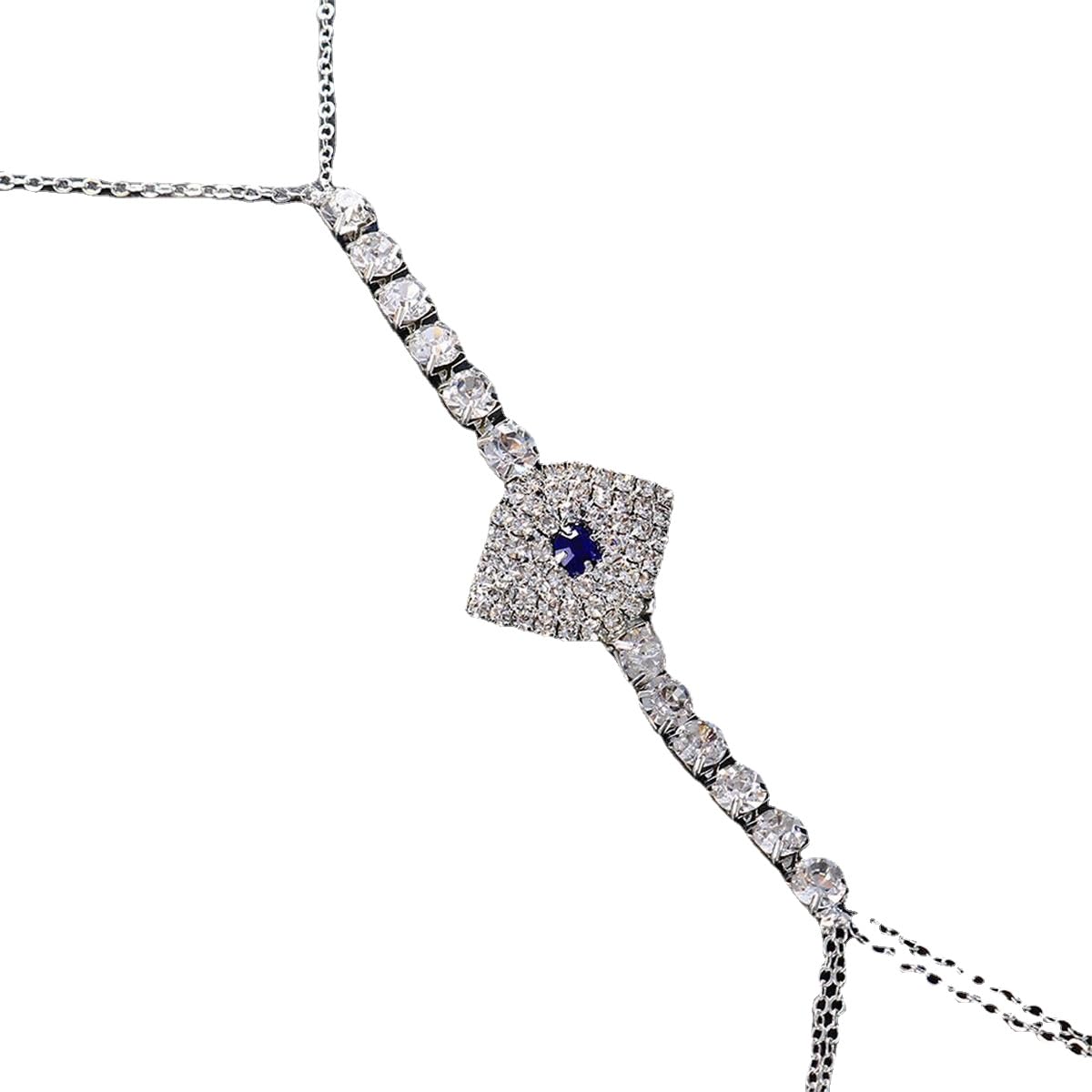 Rhinestone Chest Chain Body Chain Crystal Bikini Bra Chain Summer Beach Nightclub for Women (Gold)