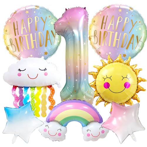Decoration Anniversaire Fille 1 Ans 8 Pièces, Decoration Anniversaire Arc en Ciel 1 Ans, Ballons anniversaire Fille, Deco anniversaire Arc en Ciel