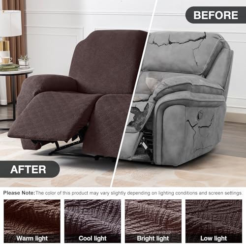 Image of Timeles Recliner Covers Extra Wide Recliner Loveseat Covers Oversized Reclining Couch Covers Sofa Slipcovers Stretch Soft Washable (Two-Seater Oversized, Coffee)