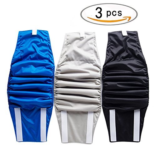 PUPTECK 3 pcs/Set Reusable Dog Belly Bands Washable Doggie Diapers Wraps for Male Dogs