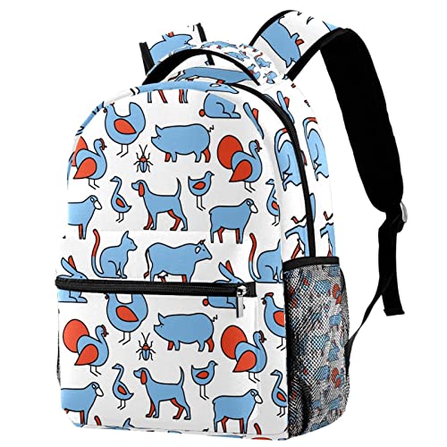Sac à dos femme bleu à motifs animaux grand compartiment et bretelles confort