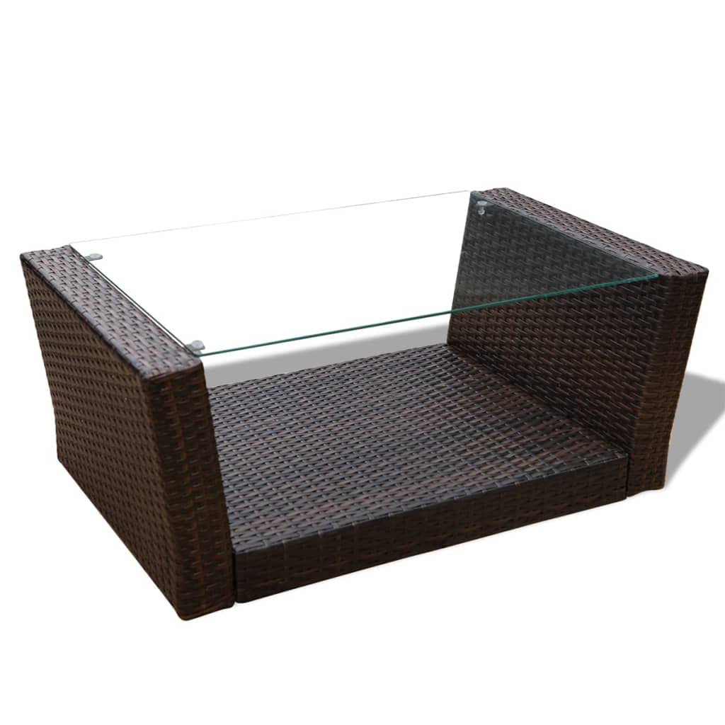 Set Muebles de jardín 4 Piezas y Cojines ratán sintético marrón