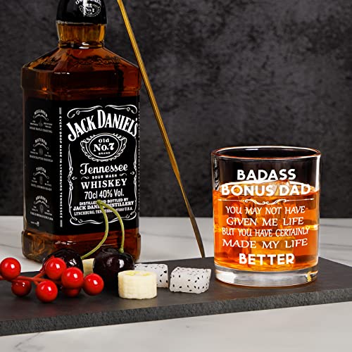 Futtumy Bonus Dad Gift, Bonus Dad You May Not Have Given Me Life But You Certainly Made My Life Better Whiskey Glass For Stepdad Bonus Dad Stepfather, Stepdad Rock Glass For Fathers Day Birthday, 10Oz #TOP3