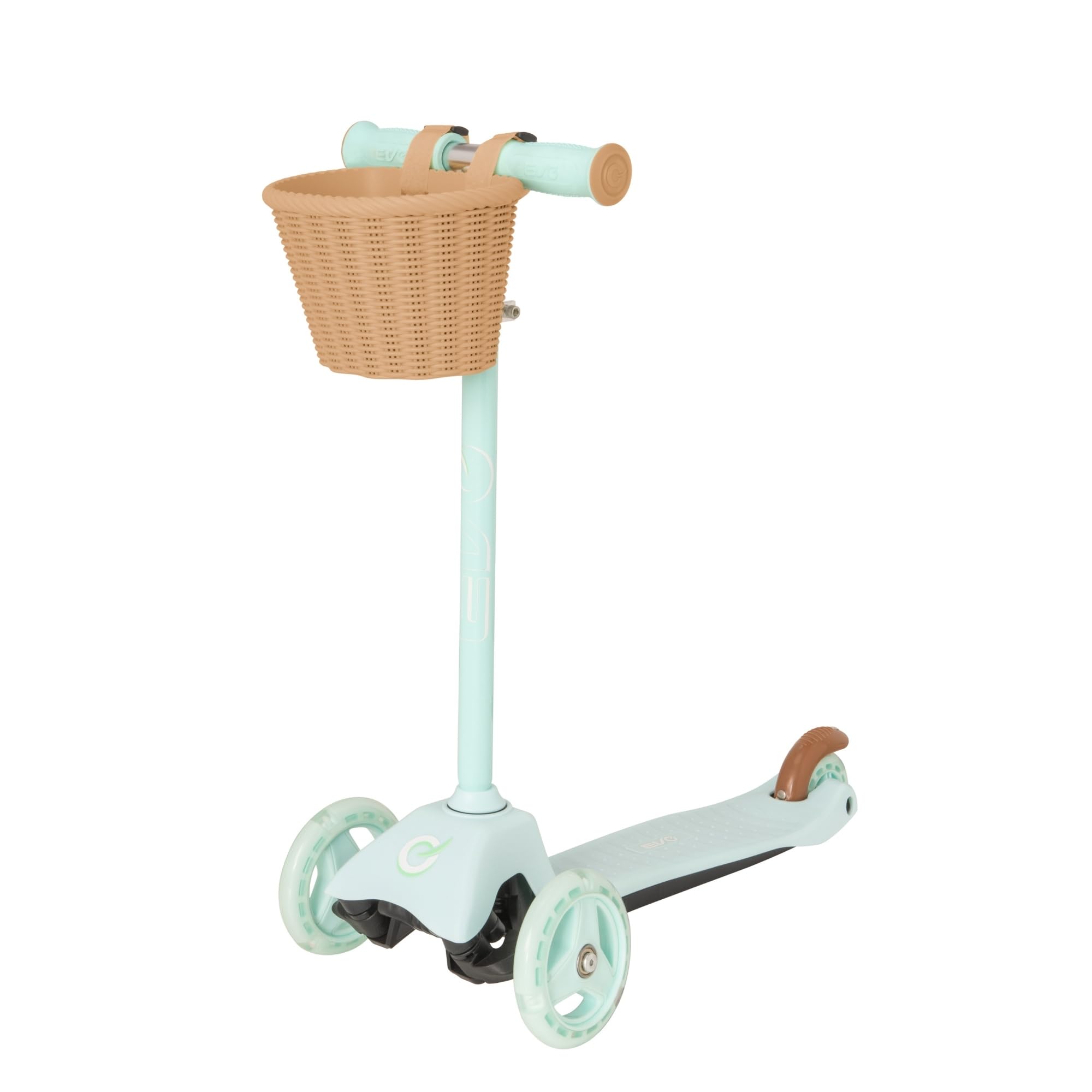 EVO Mini Cruiser Scooter With Toy Basket For Kids | Kids Push Scooter With Adjustable Height Handles | Childrens Balance 3-Wheeled Scooter | Kick Scooters For Kids Aged 2-7