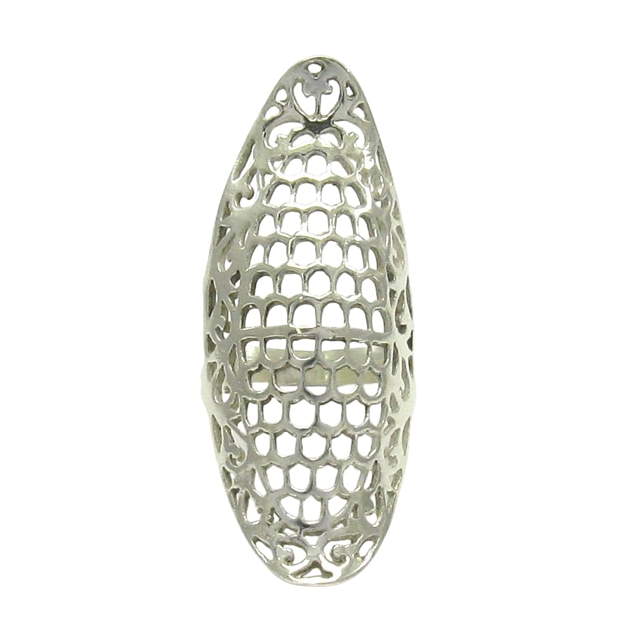 Bague en argent Empress R001406 : le grand anneau long qui affine vos mains
