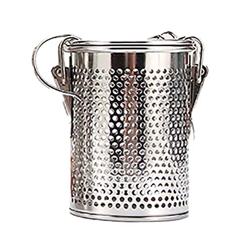 Sahgsa Stainless Steel Spice Strainer Jug Tea Infuser Loose Leaf Tea Filter with Carry Chain and Hook, Silver, 8x8x10.5cm, S