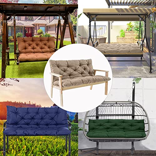 Bifqioy Porch Swing Cushion With Backrest And Ties 4'' Thicken Waterproof Swing Chair Seat Pad 2-3 Seater Patio Bench Replacement Cushion For Outdoor Garden Furniture (Khaki,60 * 40In) #TOP6