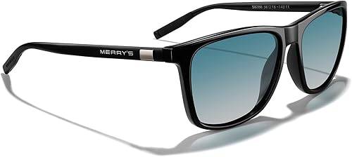 Miniatura 53 de MERRY'S S8286 Lentes de sol polarizados de aluminio, unisex, estilo de época, para hombres y mujeres 0c03 Marco negro/lente de espejo verde/patillas