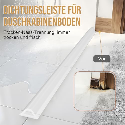 Symyda Schwallschutzleiste Dusche & Duschdichtung - Selbstklebend mit Haftvermittler - Hohl Dreieck Design als Wasserdamm und Barrierefreie Schwelle für Walk-in Dusche, Badezimmer, Einfach Montieren