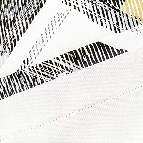 Driftaway Herringbone Geometric Stripe Printed Pattern Energy Saving Thermal Insulated Blackout Window Curtain Grommet 2 Layers 2 Panels 52 Inch By 84 Inch Gold Gray Black #TOP3