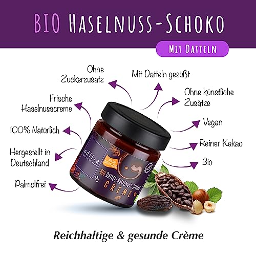 Premium Bio Dattel Haselnuss 6 Stk Schoko Creme - Ohne Zusatz von raffiniertem Zucker & Ohne Palmöl - Vegan - Gluten- und laktosefrei I Ohne Konservierungsstoffe (6)