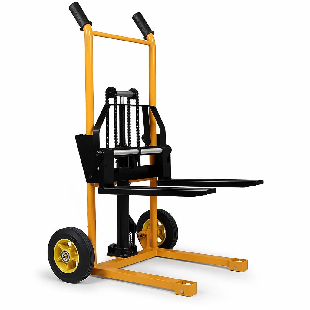 Elevador Manual de Carga de 200 kg - Carretilla Elevadora Compacta Y Ligera de Acero con Altura de 900 mm, Transpaleta de Bomba Hidráulica para Almacenes Y Talleres