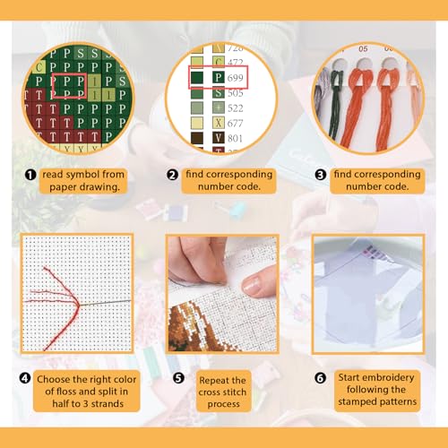 Image of FREEBLOSS 11CT Cross Stitch Kit Stamped Cross Stitch Craft Kit with Stitching Guide for Beginners Monthly House Embroidery Set Crossstitch Wall Hanging Set 17.7x17.7inch