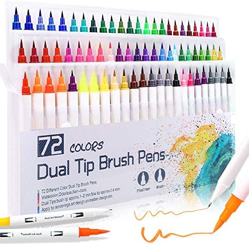 Hebytinco 72 Couleurs Stylo Feutre Coloriage Art Double Marqueurs Au Coloriage Stylo Avec Bordure Fine Tip 0 4 Et Pinceau Pour Coloriage Dessin Peinture Marqueurs Amazon Fr Fournitures De Bureau