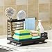 Produktbild SOSINYA Spülbecken Organizer Schwarz Küchen Spüle Sink Organizer Zusätzliche Verstärkung Spülorganizer Schwammhalter Spüllappenhalter Lappenhalter mit Abflusspfanne Bürste Seifenschale Halter