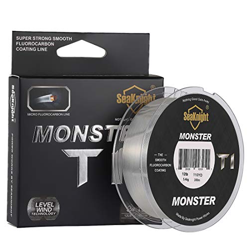 SeaKnight T1 - Línea de Pesca de fluorocarbono, 100 m, Revestimiento de fluorocarbono, monofilamento, línea de hundimiento