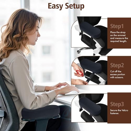 Image of Clefairy 2 Pack Thick Armrest Pads Memory Foam Office Chair Arm Pads - Office Chair Armrest Covers Provide Elbow Cushion and Relieve Pressure, Ergonomic Desk Chair Arm Covers