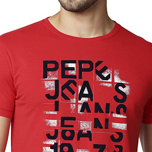Image of Pepe Jeans Men's Cotton Fitted Crew Neck Printed T-Shirt