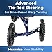 KneeRover Original Steerable All Terrain Knee Scooter – Heavy Duty Foldable Knee Walker & Mobility Aid for Adults with Adjustable Handlebar and Large Wheels (Blue)