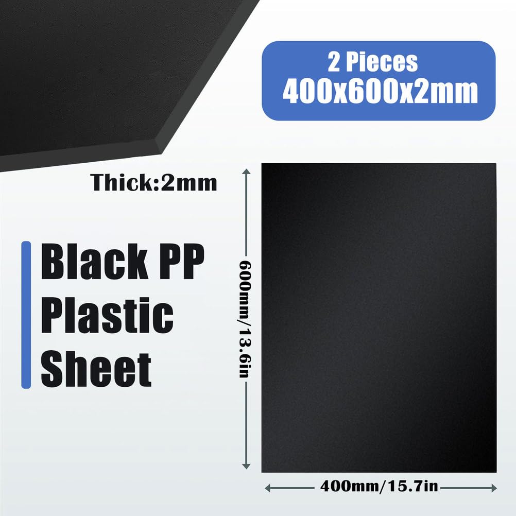 Duże czarne, matowe arkusze polipropylenowe 400x600 mm – 2 szt(2mm)